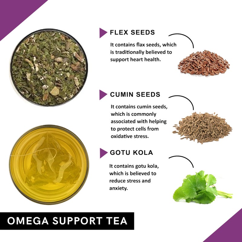 Teacurry Omega Support Tea (2 Month Pack | 200 gram Loose + Infuser) - Powerful Vegan Blend, Rich in Omega 3 for Joints, Hair, Eyes and Brain - Image 2