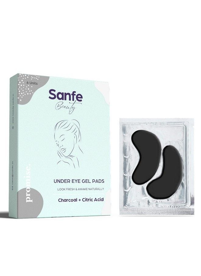 Sanfe Under Eye Gel Pads For Dull Tiredlooking Eyes ; Enriched With Charcoal & Citric Acid ; Under Eye Patch That Hydrates Rejuvenates & Lightens ; Nourishing Gel Pack Of 6  - Image 1
