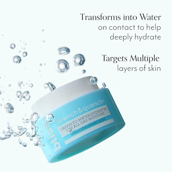 Bliss Drench & Quench Hyaluronic Acid Cream to Water Moisturizer | Lightweight Face Cream with 4 Types of Hyaluronic Acid for All Day Hydration and Plump Skin | Clean Vegan & Cruelty Free 1.7 fl oz - Image 3