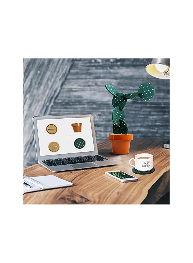 The Bros طقم كوسترات صبار للمشروبات مكون من 6 قطع، كوسترات مضحكة هدية صبار مع حامل أصيص للديكور المنزلي والمكتبي والبار - Image 2