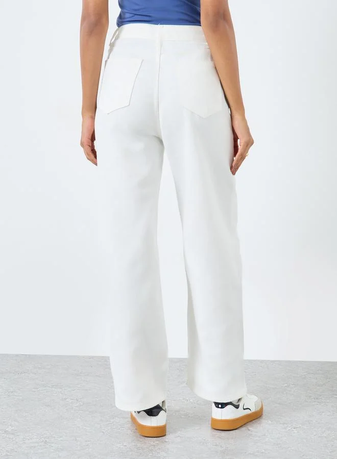 Take Two Take Two Solid Mid Rise Relaxed Fit Jeans