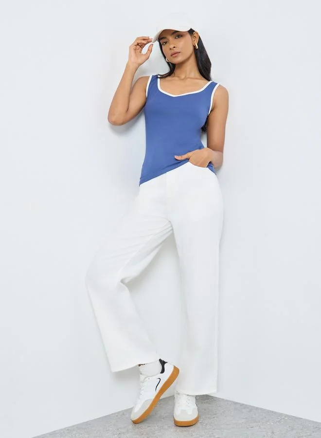 تايك تو Take Two Solid Mid Rise Relaxed Fit Jeans