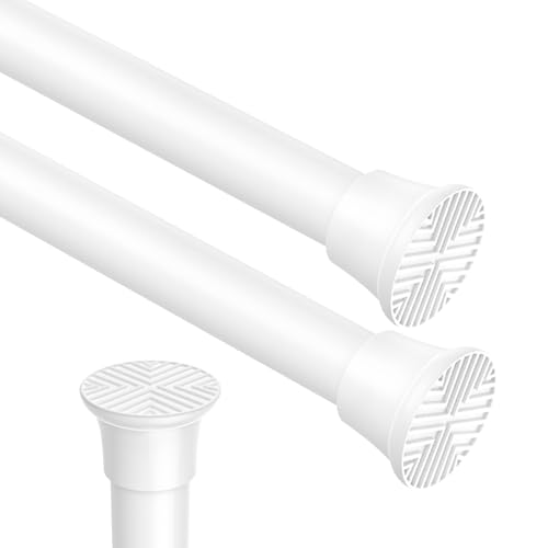 Zipglo 2pack Spring Tension Rods 1836 Inch Adjustable White Tension Rod Spring Rod Extendable Short Curtain Rod Spring Loaded Curtain Rods Tension Rod for CurtainsClosetKitchen
