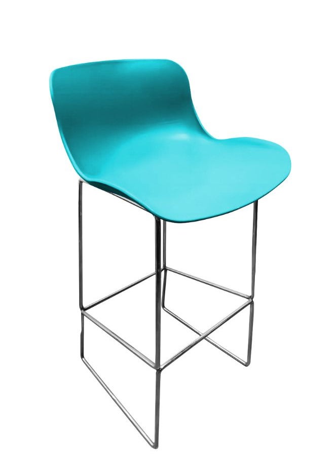 Generic High Bar Stool for Office, Lobby, Clubs, Bars, Reception, Bar Stool with Steel Legs, Blue 