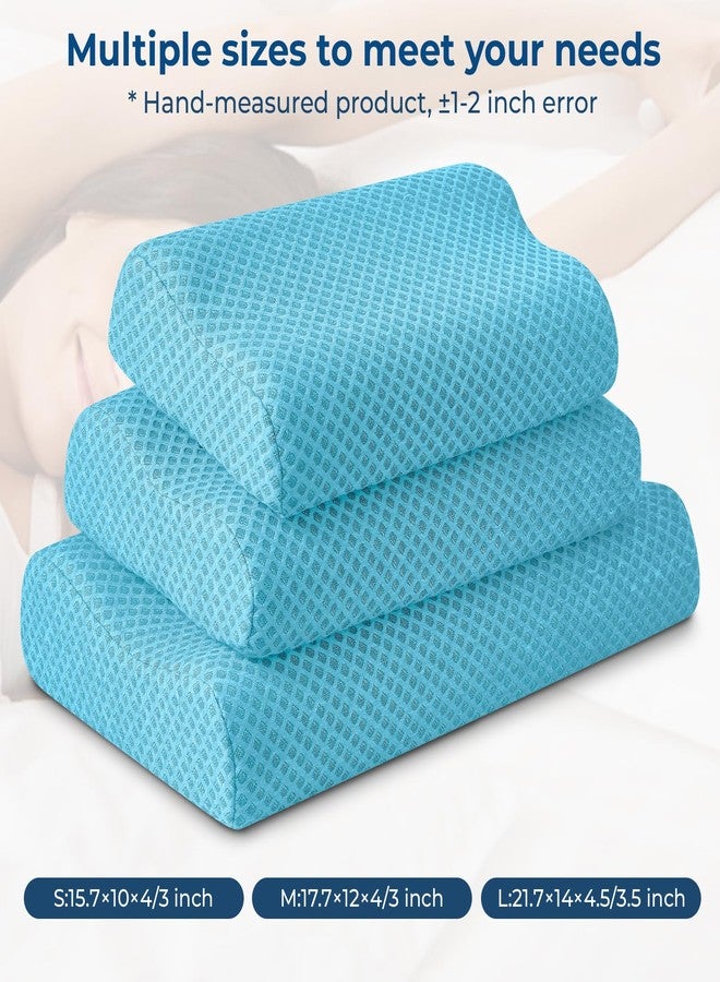 PEUJEW Neck Pillow for Sleeping, Travel Pillow, Camping Pillow, Ergonomic Memory Foam Compressible Medium Firm, Ideal for Home, Bedroom, Office and Camping (Light Blue, M) - Image 5
