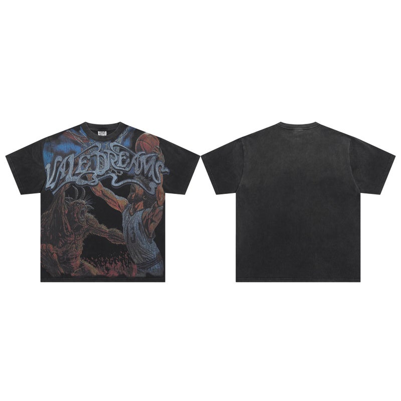 Vale Forever Holy Finals Tee American Trendy Short-Sleeved T-Shirt Washed And Distressed Heavy Printing For Men And Women - Image 2
