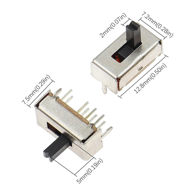 10Pcs SS23D07 8 PINS 3 Position 2P3T Toggle Switch Double Vertical Sliding Handle Length 5MM Bracket - Image 4