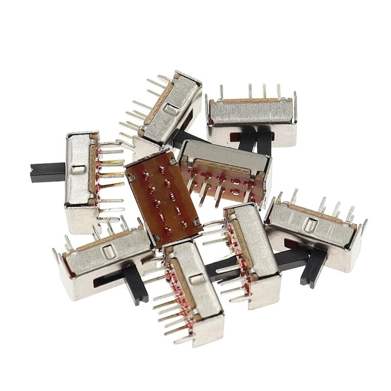 10Pcs SS23D07 8 PINS 3 Position 2P3T Toggle Switch Double Vertical Sliding Handle Length 5MM Bracket - Image 1