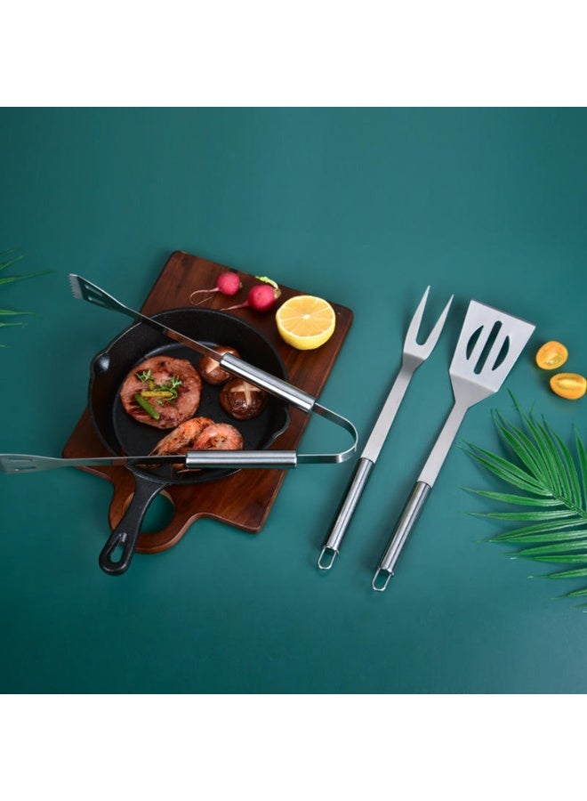 Tradeo 27-Piece BBQ Grill Tool Set, Stainless Steel Barbecue Accessories with Heat-Resistant Handles, Silver/Black - Image 4