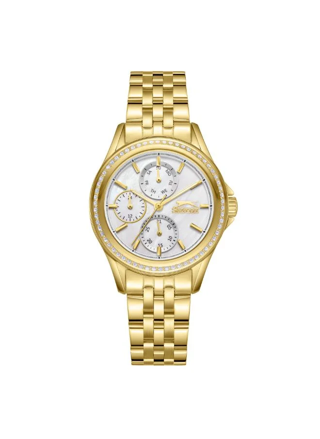 Slazenger SLAZENGER SL.9.2392.4.06 Women's Multi Function Display Watch & Metal Strap Gold