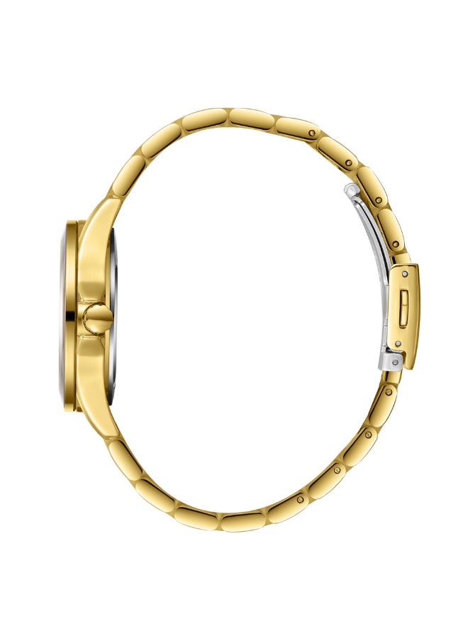 سلازنجر ساعة نسائية متعددة الوظائف بشاشة وسوار معدني ذهبي - Image 3