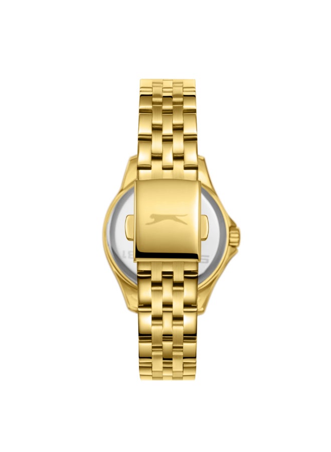 سلازنجر ساعة نسائية متعددة الوظائف بشاشة وسوار معدني ذهبي - Image 4