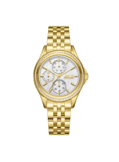 Slazenger Women's Multi Function Display Watch With Gold Metal Strap - SL.9.2392.4.06