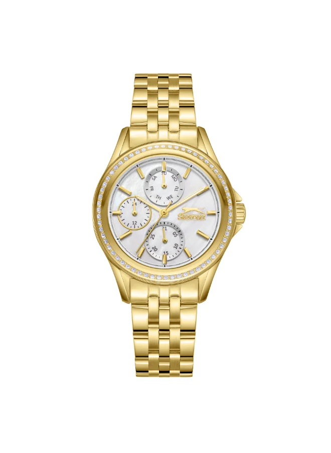 Slazenger Women's Multi Function Display Watch With Gold Metal Strap - SL.9.2392.4.06