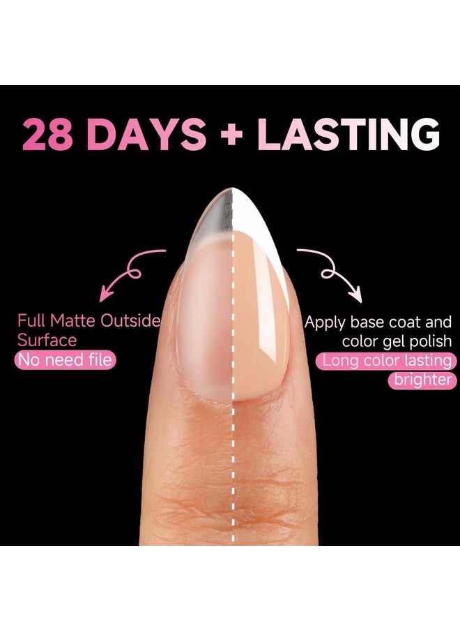 UNA GELLA - UNA GELLA Short Almond Nail Tips, 312Pcs Pre-file Inner & Full Matte Surface Short Almond Gel x Nail Tips, 15 Sizes No C Curve Soft Gel Nail Tips Acrylic False Nails for Nail Extension Art DIY Salon - Image 1