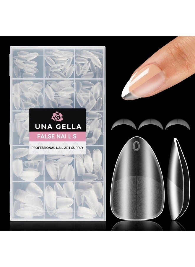 UNA GELLA - UNA GELLA Short Almond Nail Tips, 312Pcs Pre-file Inner & Full Matte Surface Short Almond Gel x Nail Tips, 15 Sizes No C Curve Soft Gel Nail Tips Acrylic False Nails for Nail Extension Art DIY Salon - Image 1