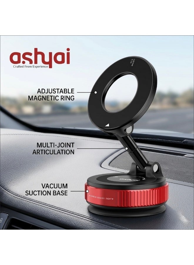 Ashyai A-007 Magnetic Car Phone Holder, 360° Rotatable and Foldable, with Vacuum Suction Cup and Magnetic Ring, Mini Car Phone Mount with Magnetic Ring, for Car/Desk/Mirror and Other Smooth Surface - Image 3
