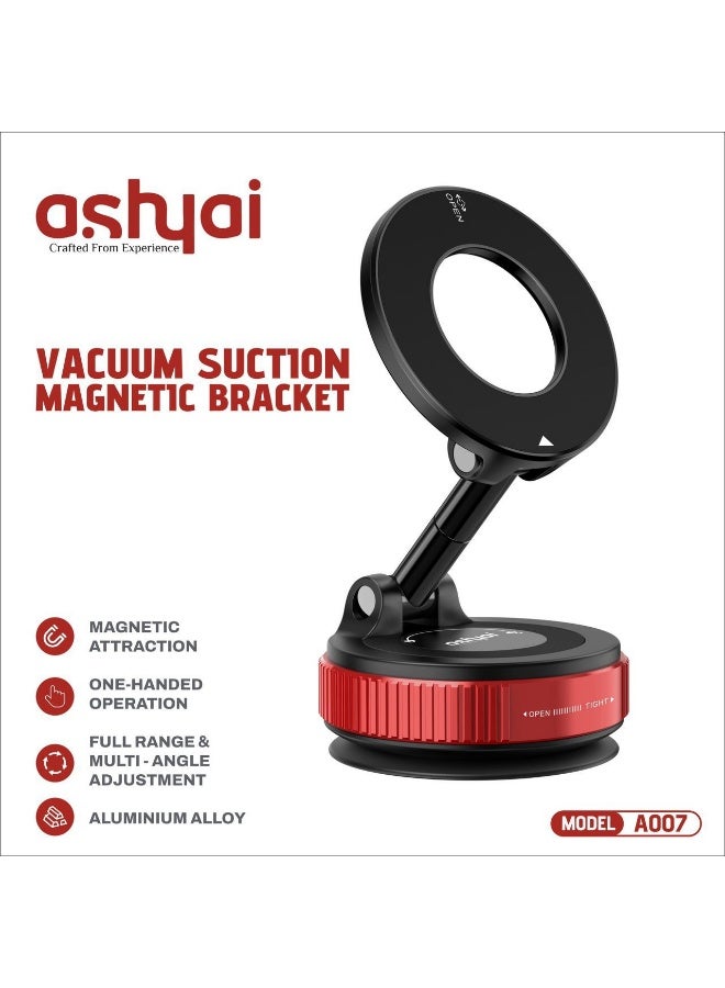 Ashyai A-007 Magnetic Car Phone Holder, 360° Rotatable and Foldable, with Vacuum Suction Cup and Magnetic Ring, Mini Car Phone Mount with Magnetic Ring, for Car/Desk/Mirror and Other Smooth Surface - Image 1