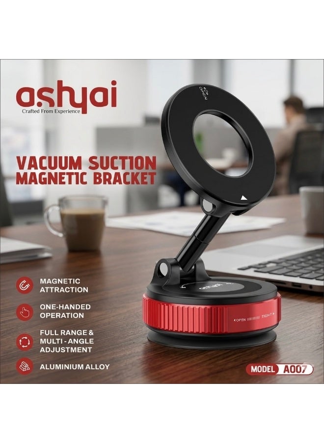 Ashyai A-007 Magnetic Car Phone Holder, 360° Rotatable and Foldable, with Vacuum Suction Cup and Magnetic Ring, Mini Car Phone Mount with Magnetic Ring, for Car/Desk/Mirror and Other Smooth Surface - Image 4