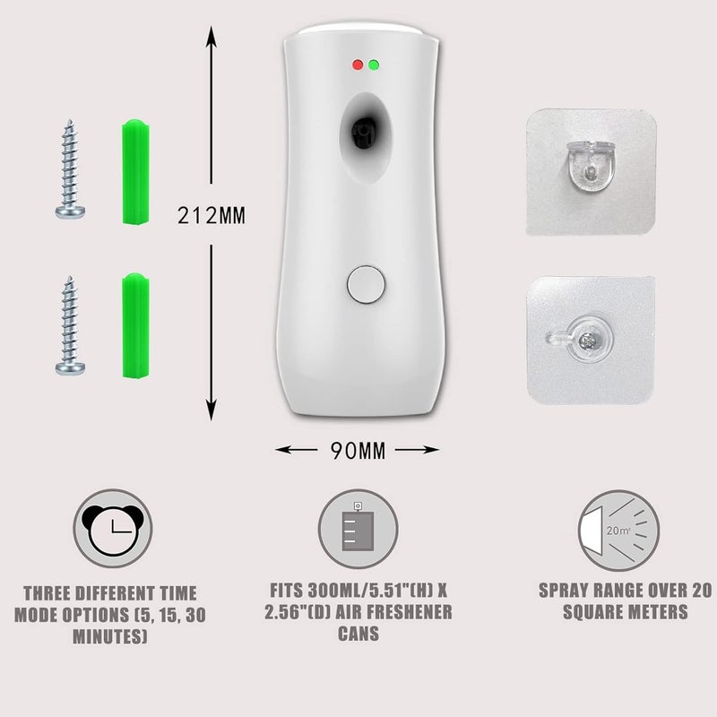 Excefore Auto Air Freshener Spray Machine, Aromatherapy Machine, Air Freshener Dispenser, Adjustable Aroma Spray Machine, for Bedrooms, Bathrooms Offices Airports Hotels (Battery Not Included) - Image 4