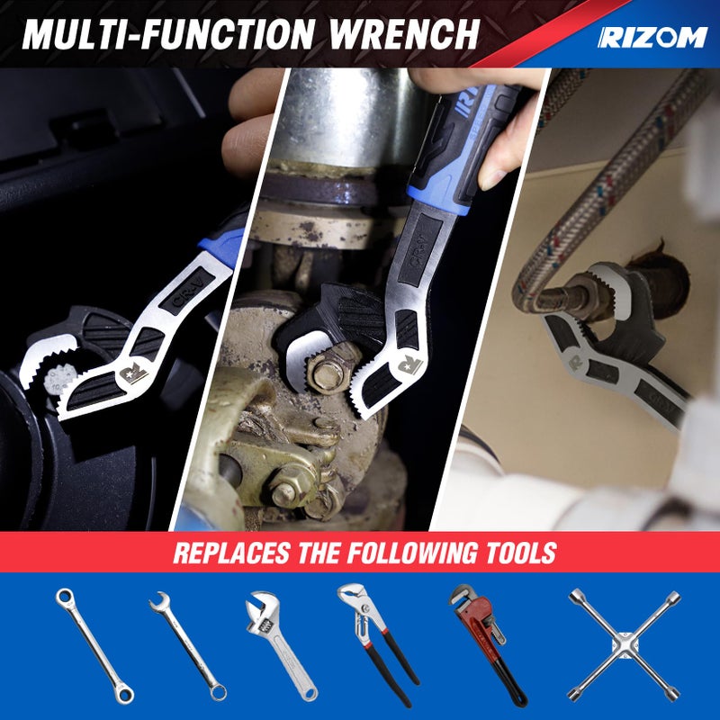 Rizom Self Adjusting Wrench, 8â€ and 12â€ Pipe Wrench, 2-Piece Self Adjustable Wrench Set with 3/8 to 1-3/4 inch Jaw Open - Image 5
