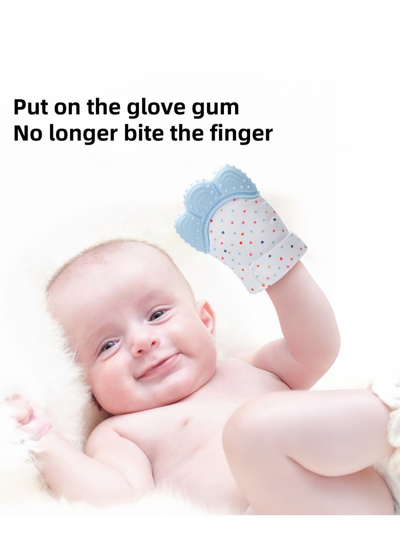 2pcs, Silicone Soothes Cranky Baby Teething Gloves, Safe, Durable, and Skin-friendly, Early Basic Training Hygenic Silicone Teething Mitten Glove For Baby, Pink+Blue  - Image 2