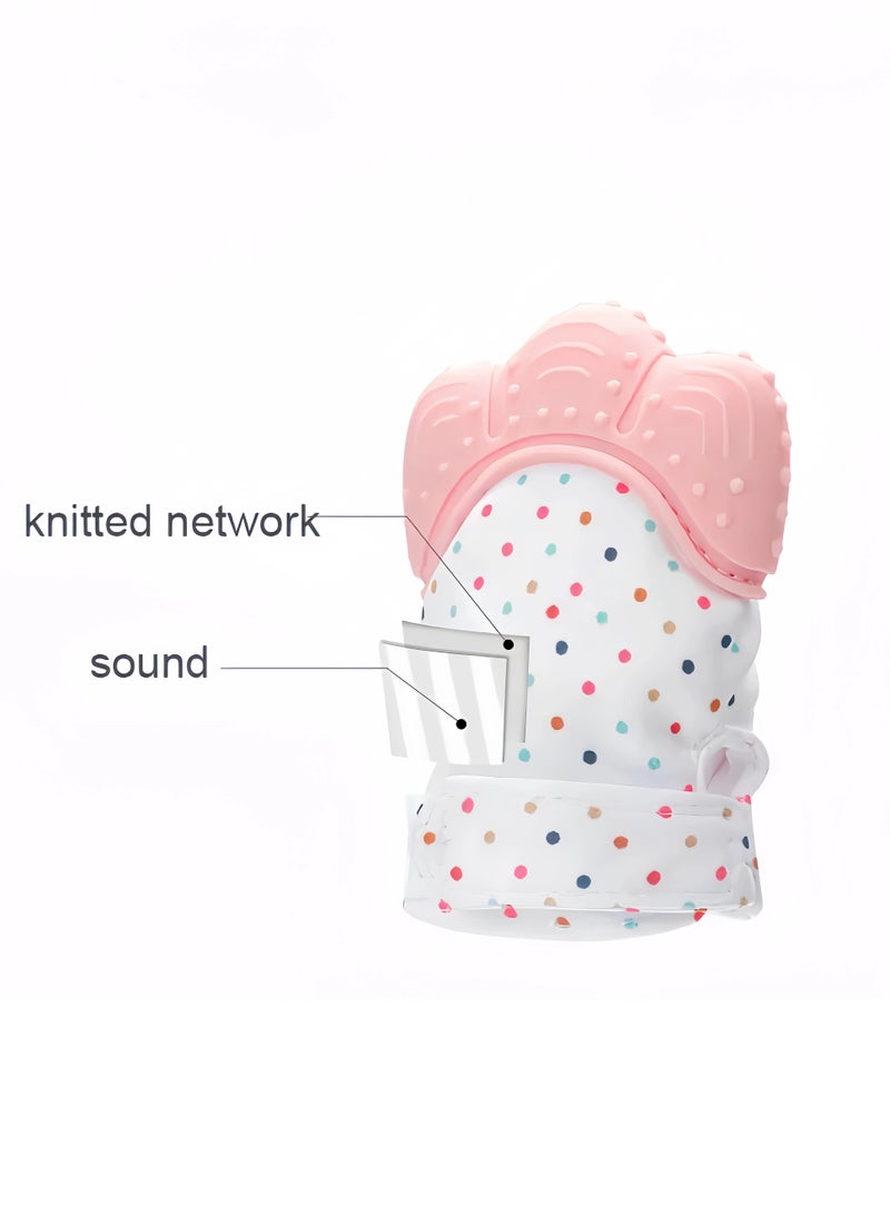 2pcs, Silicone Soothes Cranky Baby Teething Gloves, Safe, Durable, and Skin-friendly, Early Basic Training Hygenic Silicone Teething Mitten Glove For Baby, Pink+Blue  - Image 3