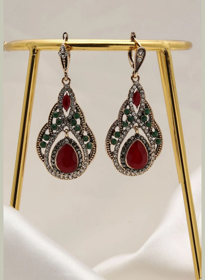 SOHI Gold Plated Designer Stone Drop Earring