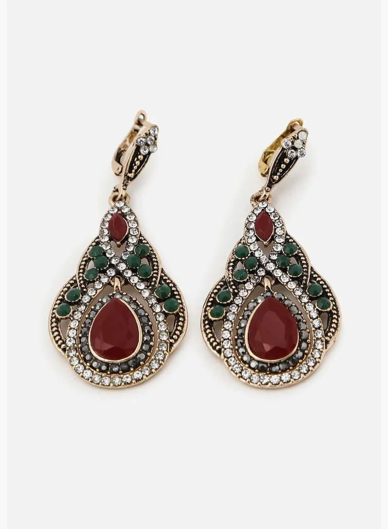 SOHI Gold Plated Designer Stone Drop Earring