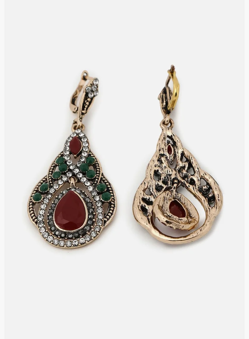SOHI Gold Plated Designer Stone Drop Earring