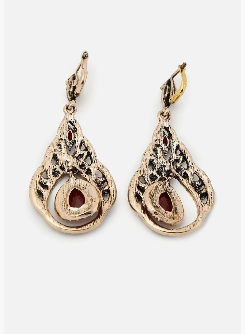 SOHI Gold Plated Designer Stone Drop Earring