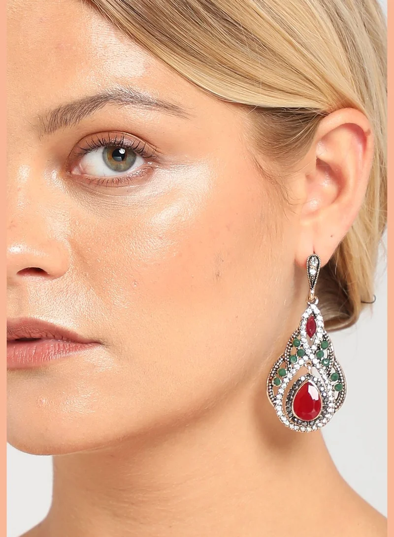 SOHI Gold Plated Designer Stone Drop Earring