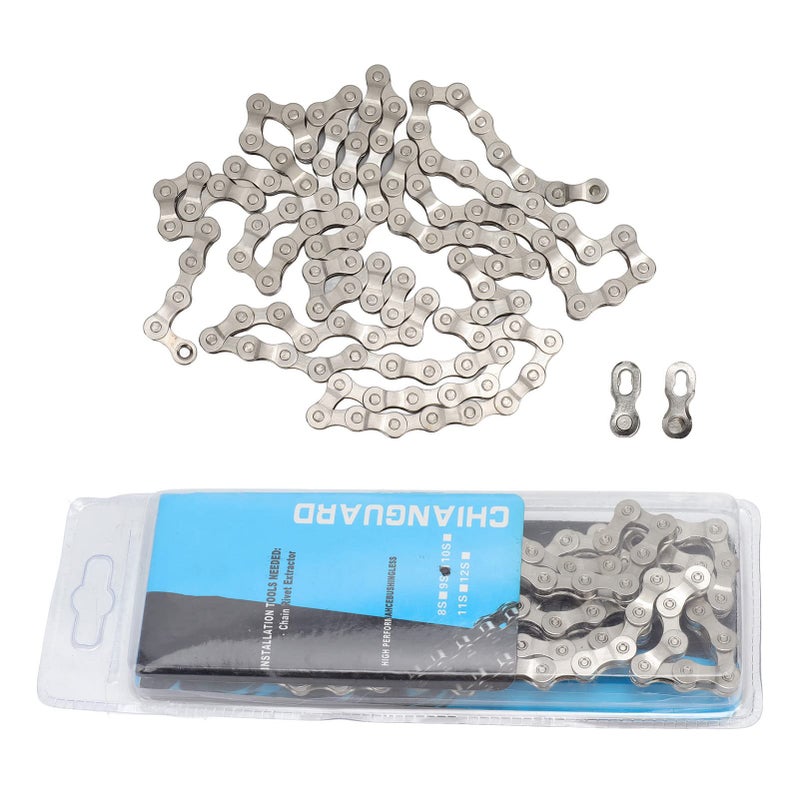 9 Speed Silver Steel Bicycle Chain 116 Links Adjustable For Road And Mountain Bikes - Image 2