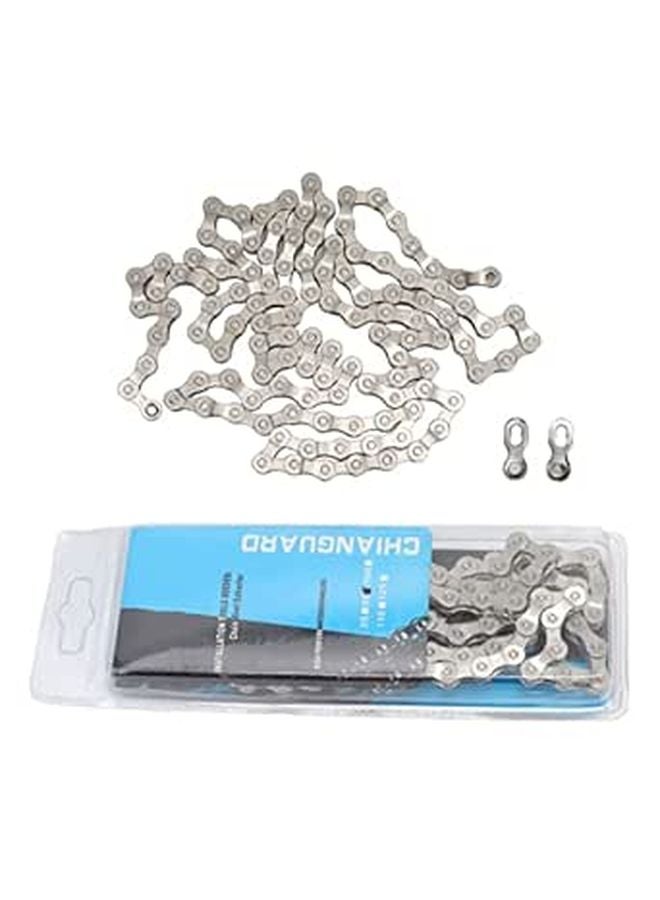 9 Speed Silver Steel Bicycle Chain 116 Links Adjustable For Road And Mountain Bikes - Image 1