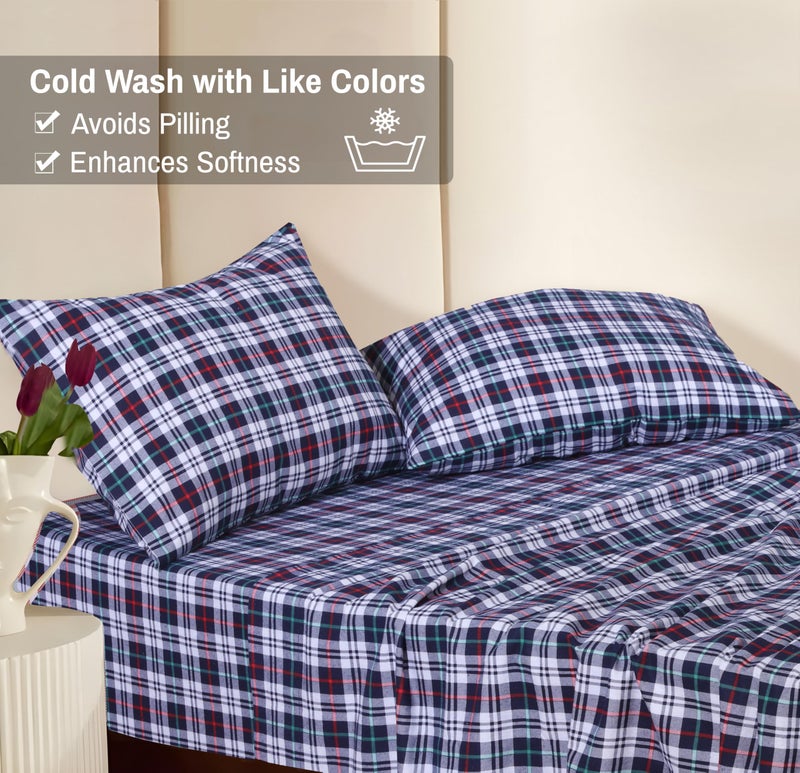 RUVANTI Flannel Sheets Full Size - 100% Cotton Double Brushed Bed Sheets Set, Deep Pockets 16 Inches, All Seasons Breathable & Extra Soft Full Sheets, Warm & Cozy, 4 Piece, Noel - Image 5