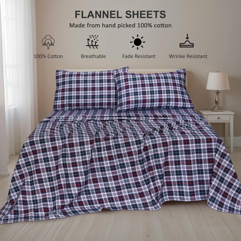 RUVANTI Flannel Sheets Full Size - 100% Cotton Double Brushed Bed Sheets Set, Deep Pockets 16 Inches, All Seasons Breathable & Extra Soft Full Sheets, Warm & Cozy, 4 Piece, Noel - Image 3