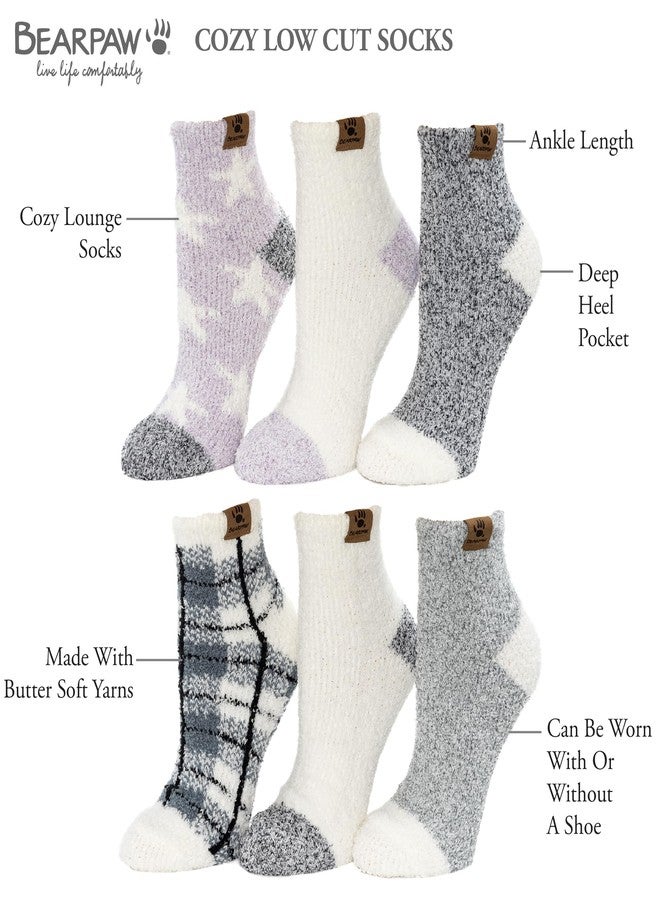 BEARPAW Ladies 6 Pair Pack Cozy Super Soft Warm Lounge Socks Multi Color Patterned Ankle and Low Cut Packs, Black - Image 5
