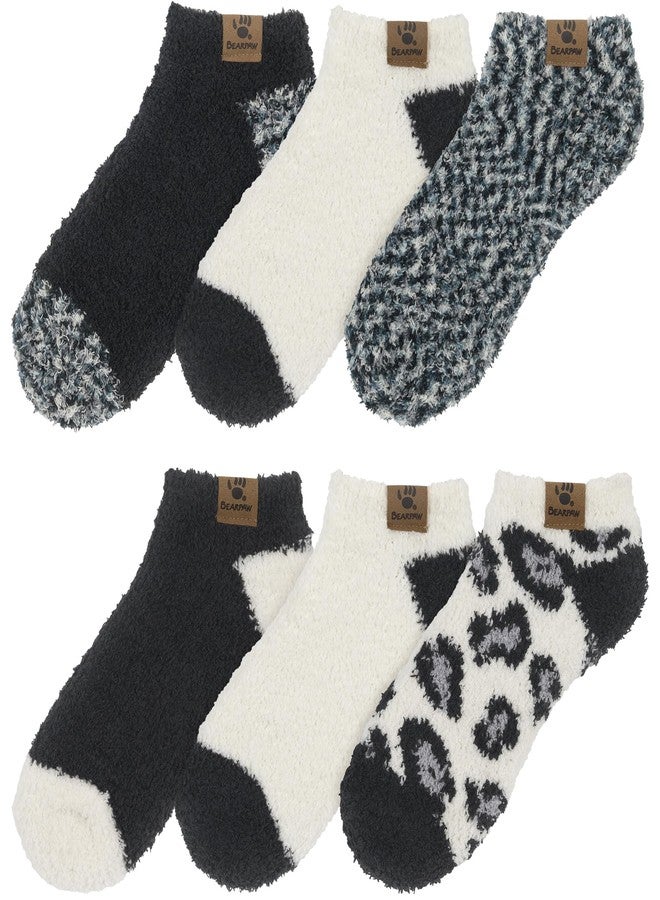 BEARPAW Ladies 6 Pair Pack Cozy Super Soft Warm Lounge Socks Multi Color Patterned Ankle and Low Cut Packs, Black - Image 3