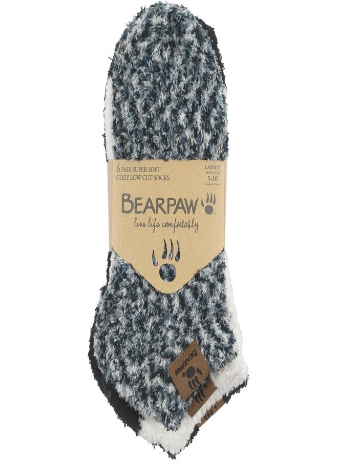 BEARPAW Ladies 6 Pair Pack Cozy Super Soft Warm Lounge Socks Multi Color Patterned Ankle and Low Cut Packs, Black - Image 2