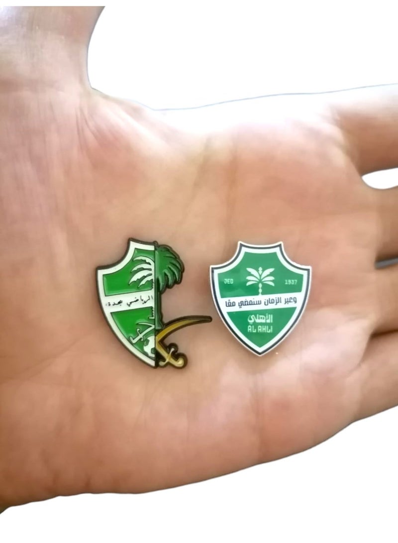 قطعتان من شعار النادي الأهلي، تحملان سيفين ونخلة، رمزًا للفخر، ملصق صغير للهاتف - Image 1