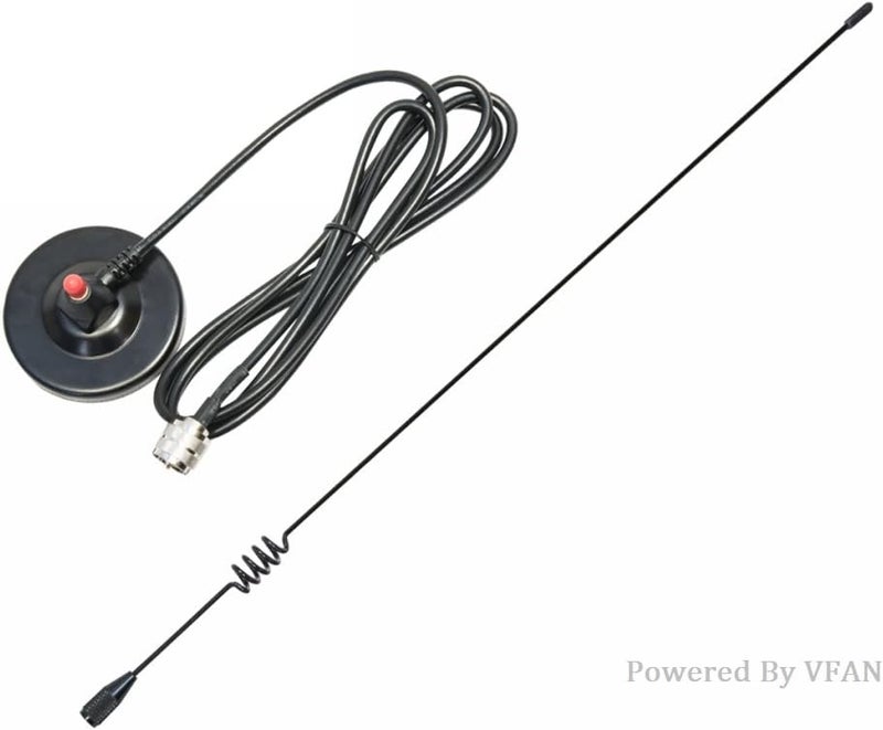 VFAN Dualband Antenna 2meter 70cm Mobile VHF/UHF Ham Radio (137-149, 437-480 Mhz) Mag Mount Magnet Base PL-259 Connector, 10 Ft RG58 Cable - Image 1