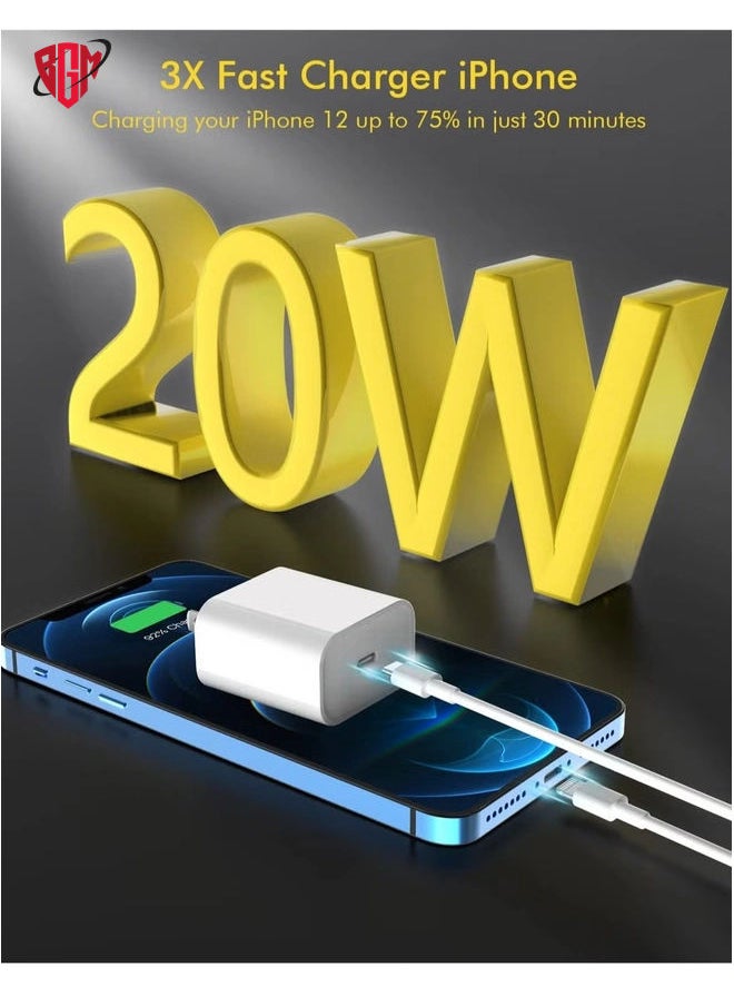 BGM - 20W PD Fast Charger Type C Power Wall Charger Block 6FT USB C to Lightning Cable Compatible iPhone 12/12 Mini/12 Pro Max/11 Pro/Xs - Image 1