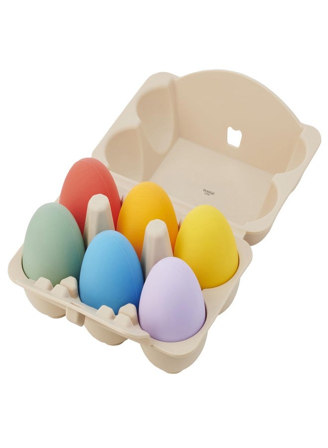تيك إت بيض سيليسوفت الحسي من تيك إت | 6 بيضات مع علبة كرتونية من السيليكون الناعم للعب الحسي والتعلم المبكر - Image 1