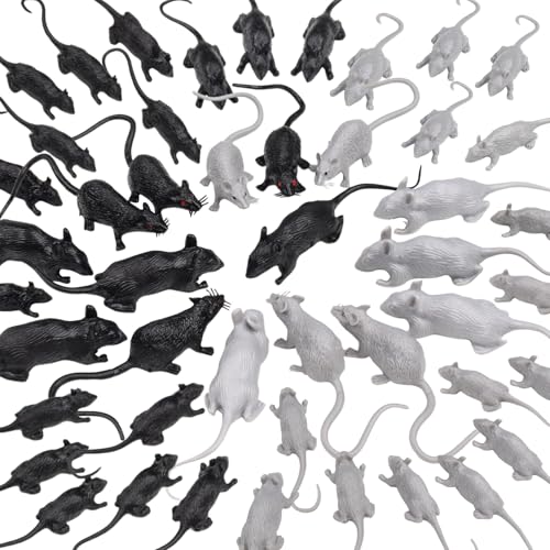 DOITEM 46 Pcs Plastic Fake Rat Plastic Mouse Toys Decorations Realistic Pranks Rats Simulated Small Mouse Mice Toys for April Fools Day Halloween Prank Party Supplies - Image 1