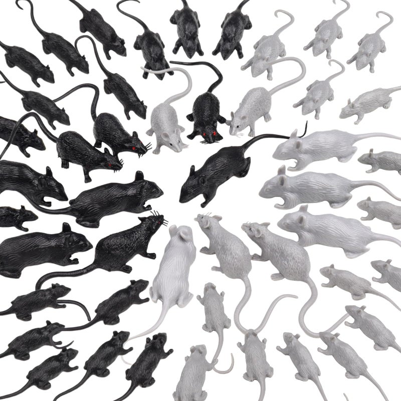 DOITEM 46 Pcs Plastic Fake Rat Plastic Mouse Toys Decorations Realistic Pranks Rats Simulated Small Mouse Mice Toys for April Fools Day Halloween Prank Party Supplies - Image 3