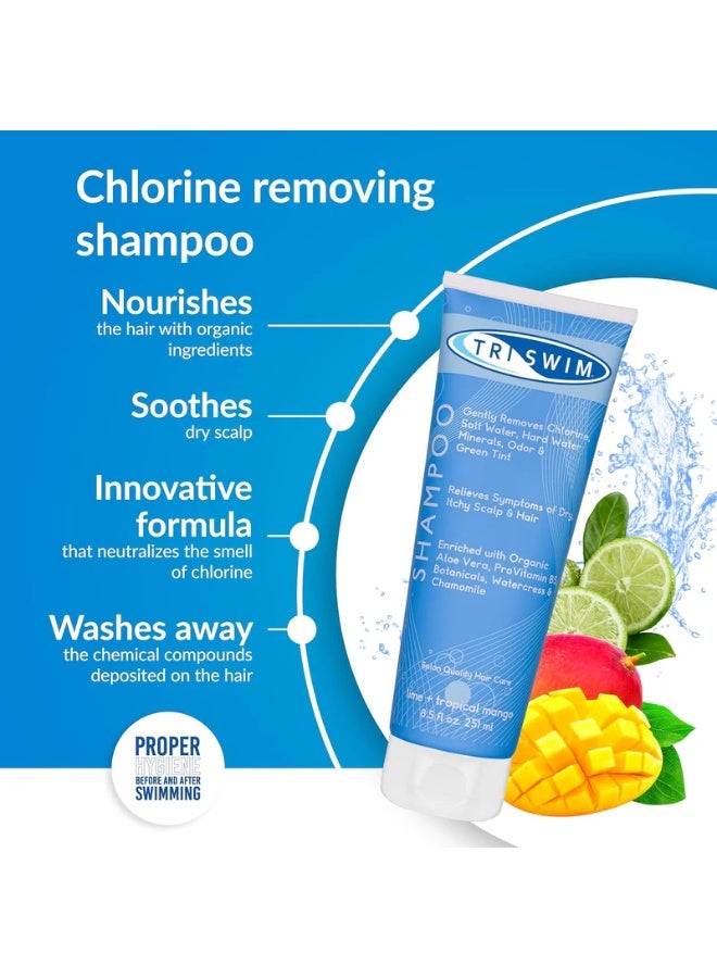 TRISWIM Chlorine Removal Shampoo | After Swim Care | Moisturizing Anti-Chlorine Vegan Shampoo For Swimmers | Removes Green Tint | Lime & Mango (251ml) - Image 4