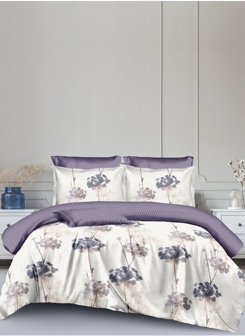 Duvet Cover Set 6-Pcs King Size Printed Bed Set With 1 Duvet Cover(220 X 240 CM),1 Fitted Sheet,2 PillowSham And 2 Pillow Cases (Without Filler),Platinum