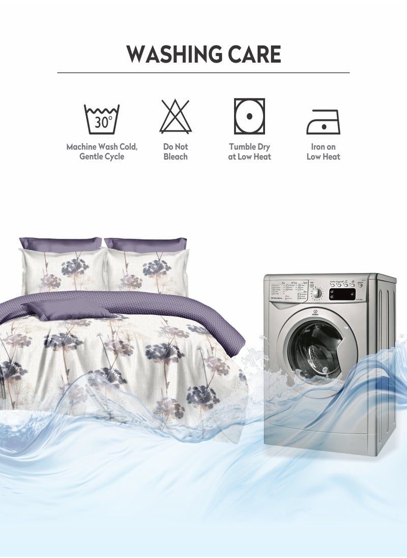 Duvet Cover Set 6-Pcs King Size Printed Bed Set With 1 Duvet Cover(220 X 240 CM),1 Fitted Sheet,2 PillowSham And 2 Pillow Cases (Without Filler),Platinum