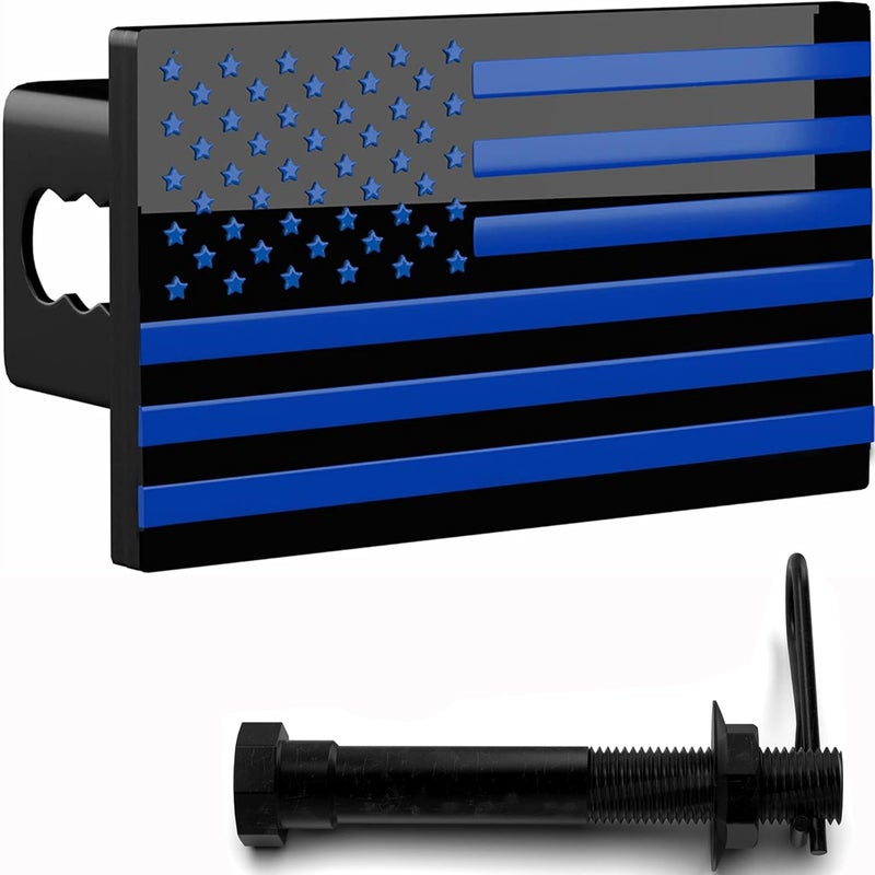 eVerHITCH USA Black Blue Flag Metal Hitch Cover Fits 2" Receiver - Image 1