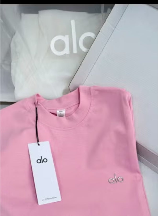 Alo loose-fitting T-shirt for both men and women, summer short-sleeved - Image 1